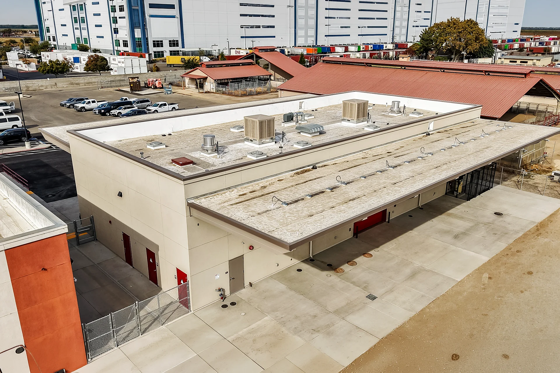 Aerial View of Commercial Roof Infrastructure and HVAC Units