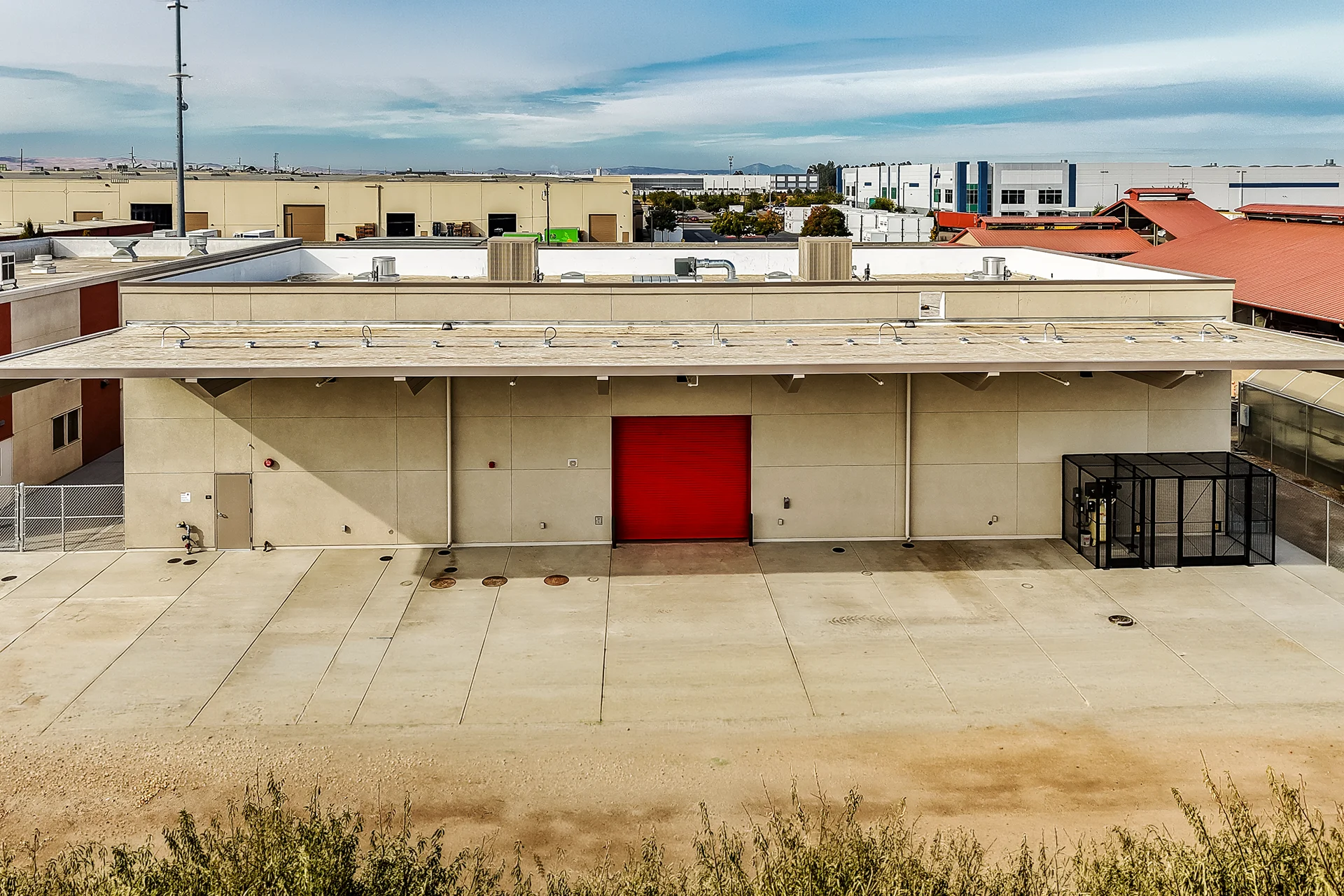 Elevated Commercial Building Facade with Canopy and Loading Dock