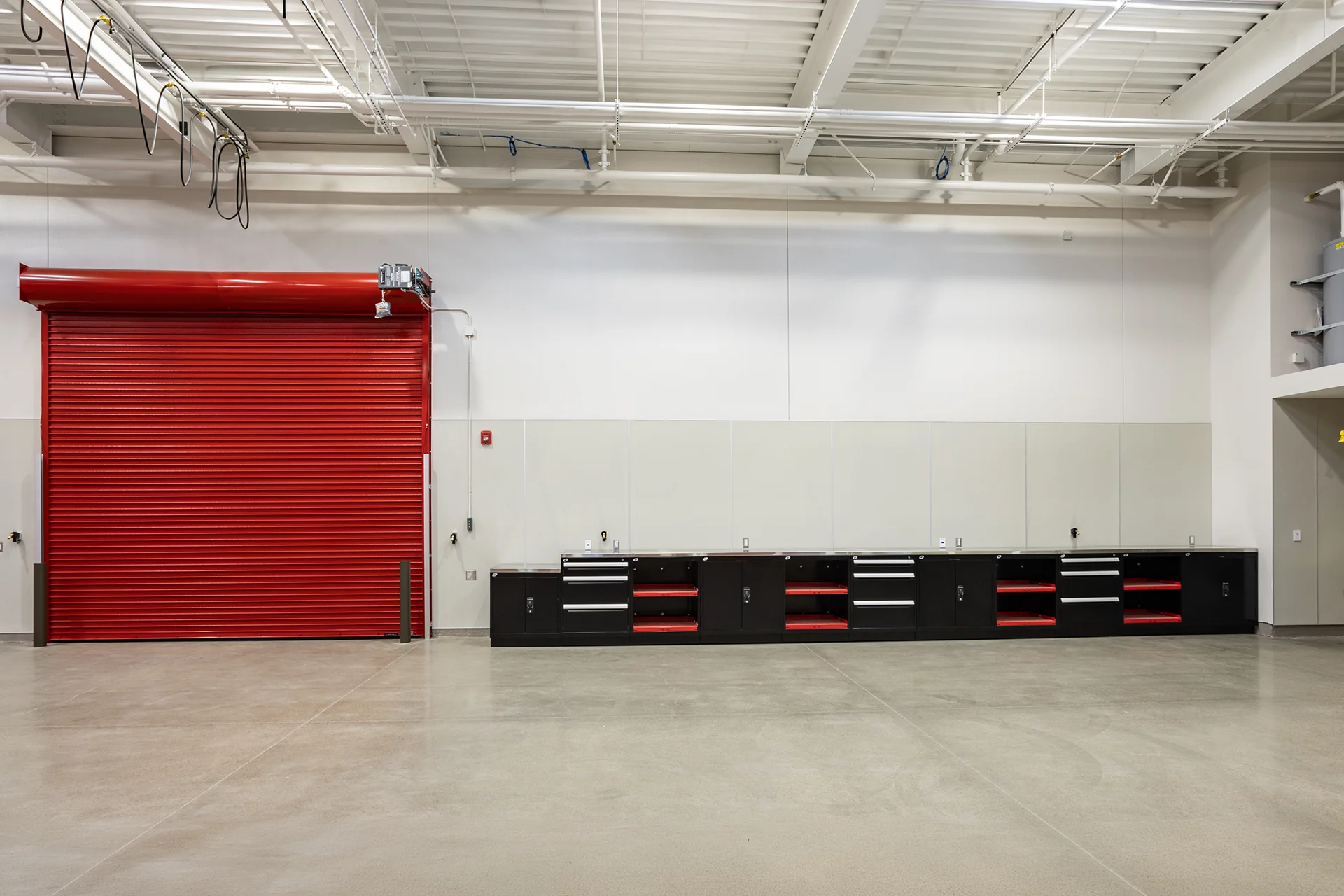 Modular Tool Storage System and Commercial Roll-Up Garage Door
